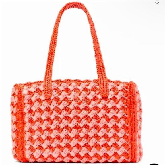 NWOT Kate Spade High Tide Striped Crochet Raffia Medium Tote - Picture 4 of 9